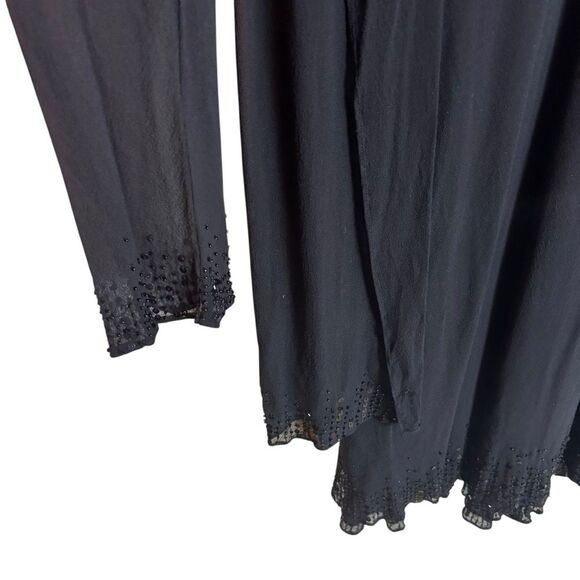 Jones New York 100% Silk Dress w/attached Jacket Sheer Sleeves Beaded Hem Sz. 14 - Picture 5 of 8